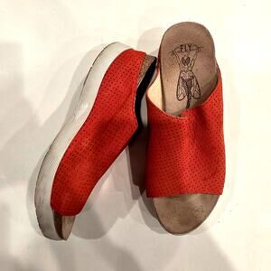 FLy London rubber soled orange wedges  sz 40  US 9.5